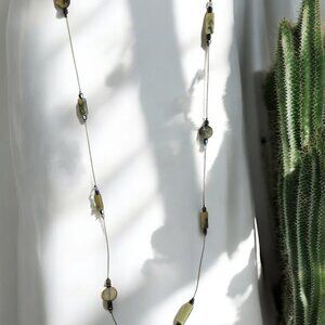 Tropical Rainforest. Long Green jade stone Infinity Necklace.